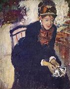 Edgar Degas Portrat der Miss Cassatt, die Karten haltend oil painting on canvas